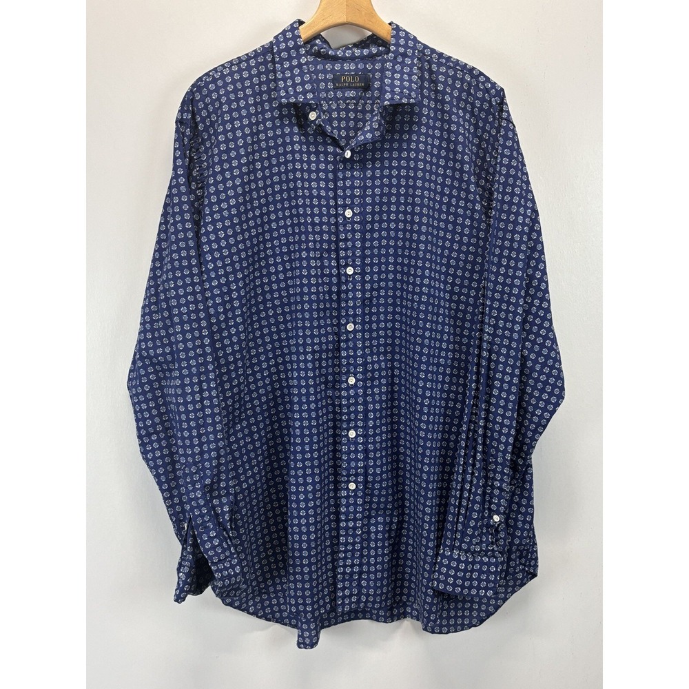 Men's Polo Ralph Lauren Button Up Shirt Size 2XLT Geometric Pattern